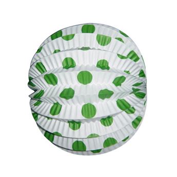Imagen de Farolillo Blanco Lunares Verdes 22cm