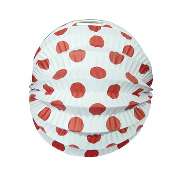 Picture of Farolillo Blanco Lunares Rojos 22cm