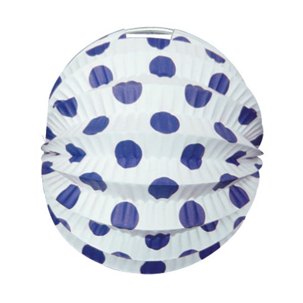 Imagen de Farolillo Blanco Lunares Azules 22cm