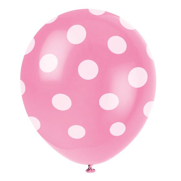 Picture of Globos Rosas Lunares Blancos Látex (12)