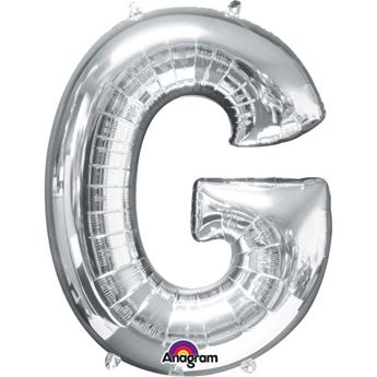 Imagen de Globo Letra G Plateada Gigante (88cm)