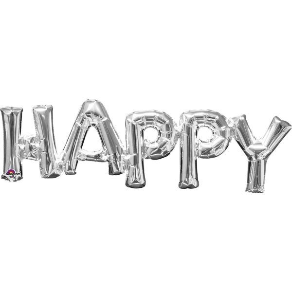 Imagen de Globo Letra Happy Plateada (76cm)