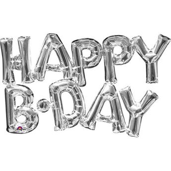 Imagen de Globo Letra Happy Birthday Plateado (76cm)
