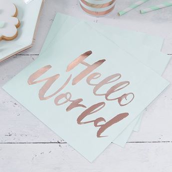 Picture of Servilletas Baby Shower Hola Mundo papel 33cm (20 unidades)