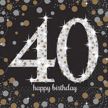 Imagens de Servilletas 40 Cumpleaños Elegantes papel 33cm (16 unidades)
