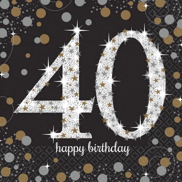 Picture of Servilletas 40 Cumpleaños Elegantes papel 33cm (16 unidades)