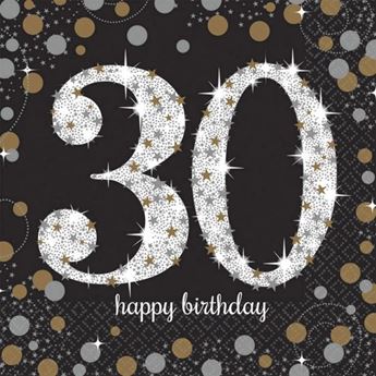 Picture of Servilletas 30 Cumpleaños Elegantes papel 33cm (16 unidades)