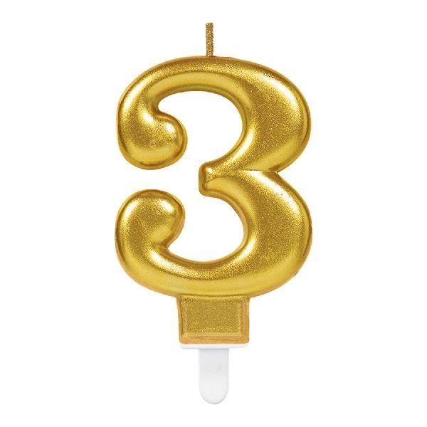 Imagen de Vela 3 cumpleaños Dorada
