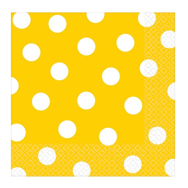 Imagens de Servilletas Amarillas Lunares Blancos papel 33cm (16 unidades)