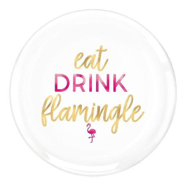 Imagen de Bandeja Eat Drink Flamingle Plástico Duro Reutilizable (35cm)