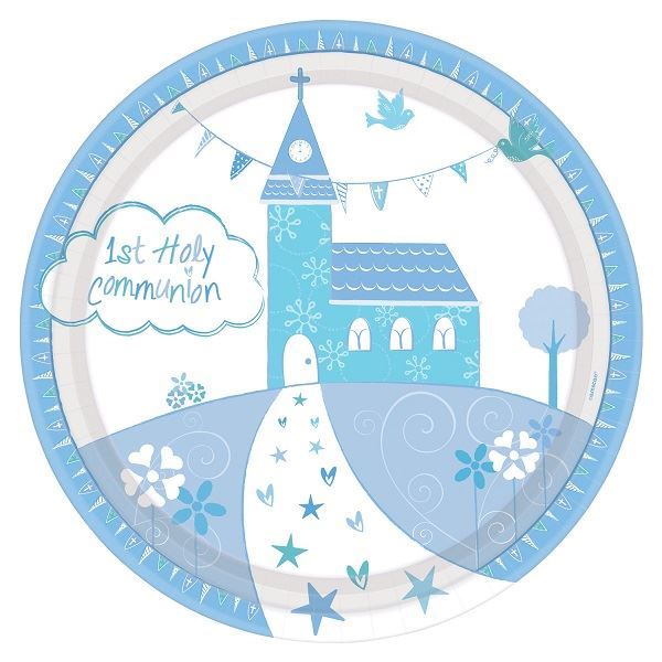 Imagens de Platos de Comunión Azul Iglesia cartón 23cm (8)