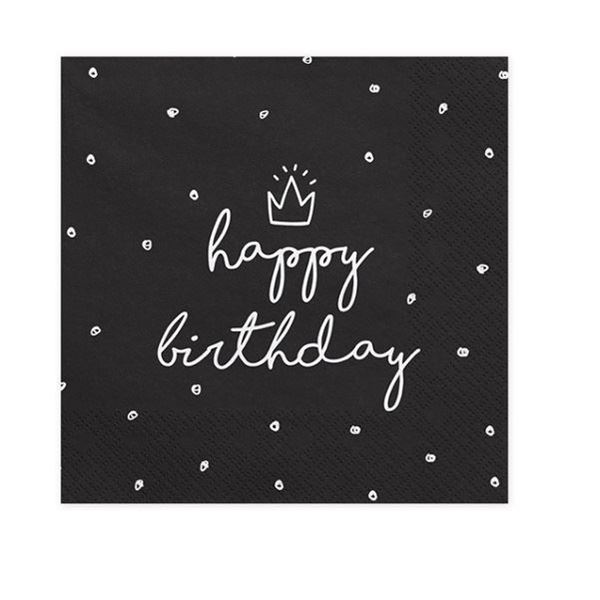 Picture of Servilletas Happy Birthday Dulce Color Negro papel 33cm (20 unidades)