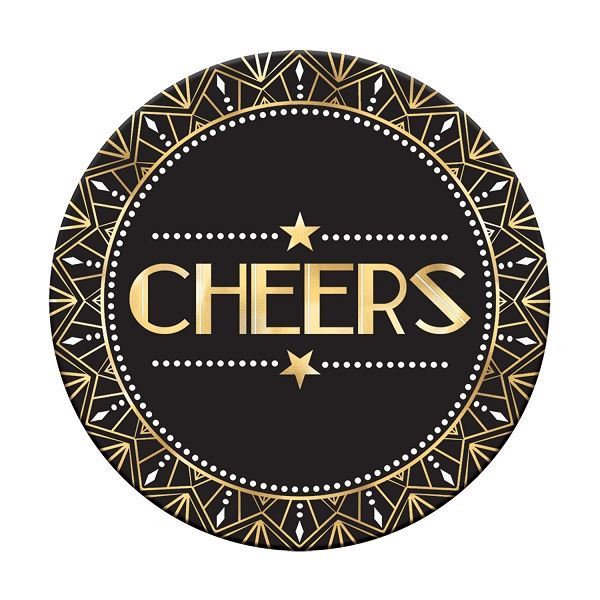 Imagen de Posavasos Cheers Negro y Dorado Cartón (18uds)
