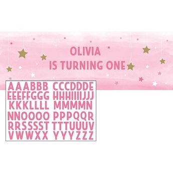Imagens de Pancarta Gigante Rosa con Estrellas Personalizable 