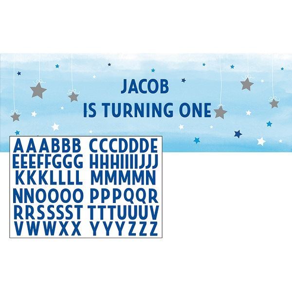 Imagen de Pancarta Gigante Azul con Estrellas Personalizable