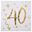 Picture of Servilletas 40 Cumpleaños Blanco Dorado papel 25cm (20 unidades)