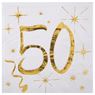 Imagen de Servilletas 50 Cumpleaños Blanco Dorado papel 25cm (20 unidades)