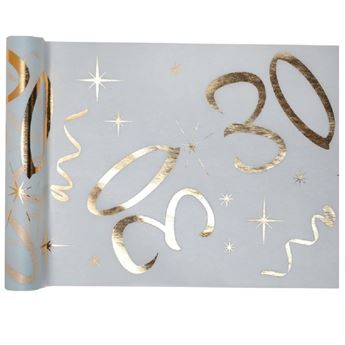 Imagen de Camino de Mesa 30 Cumpleaños Blanco Dorado (5m)