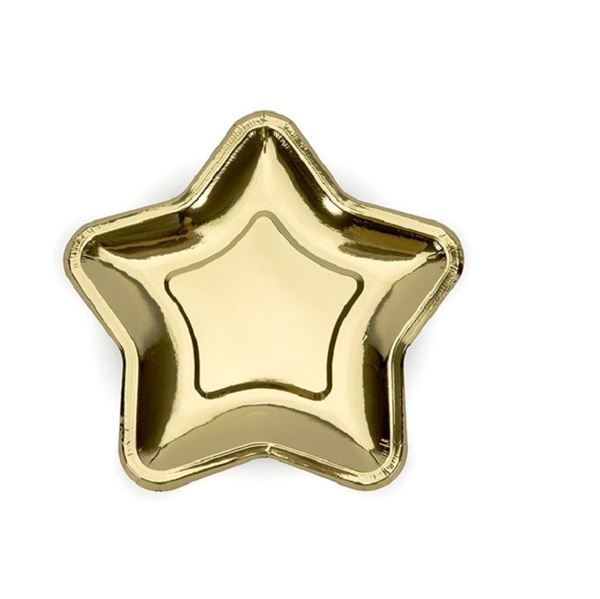 Imagen de Platos Estrella Dorado cartón 18cm (6 unidades)