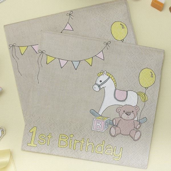 Picture of Servilletas Bebé Vintage 1 Añito papel 25cm (20 unidades)