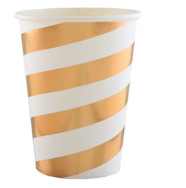 Picture of Vasos Rayas Doradas Deluxe cartón (10 unidades)