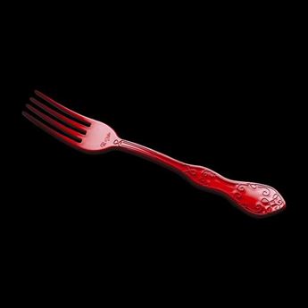 Imagen de Tenedores Rojos Perla Elegantes Reutilizables (10 unidades)
