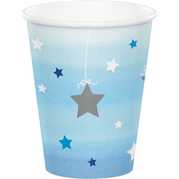 Imagen de Vasos Primer Añito Azul Estrellas cartón (8)