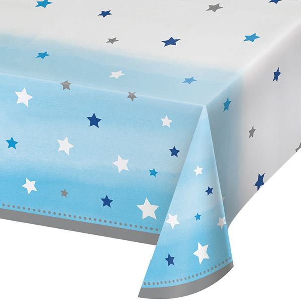 Imagens de Mantel Primer Añito Azul Estrellas plástico 
