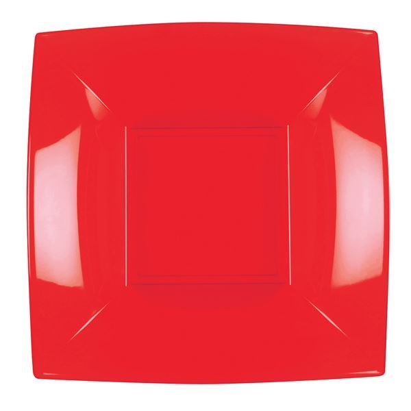 Picture of Boles Rojos Cuadrados plástico 18cm (8 uds.)