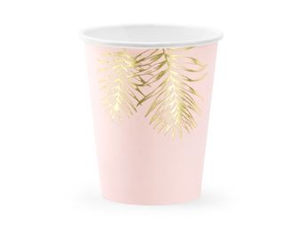 Imagen de Vasos Rosas Hojas Doradas cartón (6 unidades)