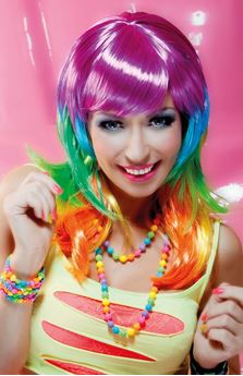 Imagens de Peluca Larga Multicolor Arcoíris