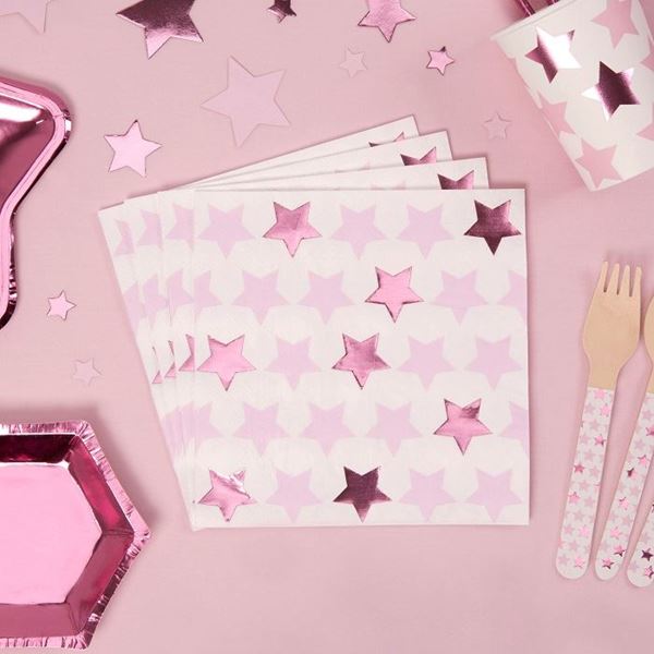 Picture of Servilletas Estrella Rosa papel 33cm (16 unidades)