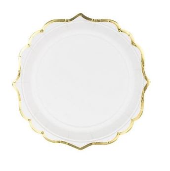 Imagen de Platos Blanco Borde Dorado cartón 18cm (6 uds.)