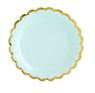 Picture of Platos Verde Mint Borde Dorado cartón 18cm (6 unidades)