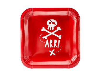 Imagen de Platos Piratas Rojos cartón 20cm (6 unidades)