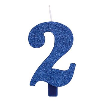 Imagen de Vela 2 Azul Glitter