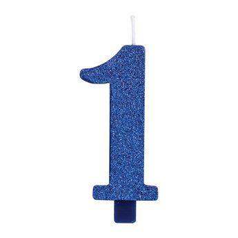 Imagen de Vela 1 Azul Glitter