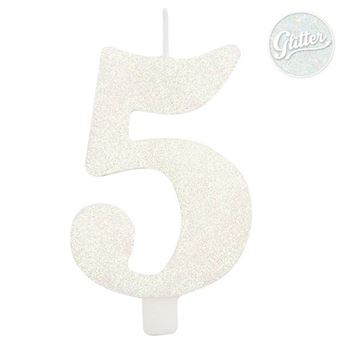 Imagen de Vela 5 Blanca Glitter