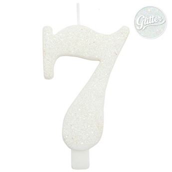 Imagen de Vela 7 Blanca Glitter