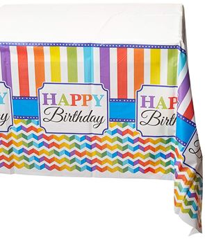 Imagen de Mantel Happy Birthday Colores plástico (137cm x 259cm)