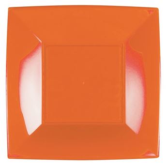 Imagen de Platos Naranja Cuadrados plástico 29cm (8 unidades)