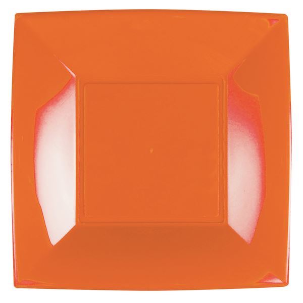 Picture of Platos Naranja Cuadrados plástico 29cm (8 unidades)