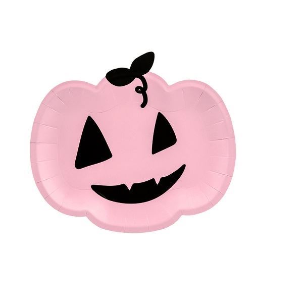 Imagen de Platos Calabaza Rosa Halloween cartón 25cm (6)