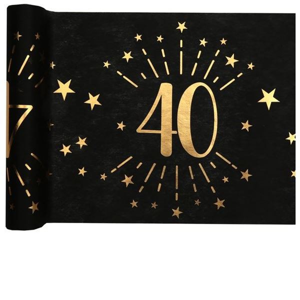 Camino de Mesa 40 Cumpleaños Negro/Dorado (5m)✔️ por sólo 6,21 €. Envío en  24h. Tienda Online. . ✓. Artículos de  decoración para Fiestas.