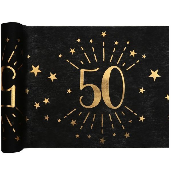 Picture of Camino de Mesa 50 Cumpleaños Negro/Dorado (5m)