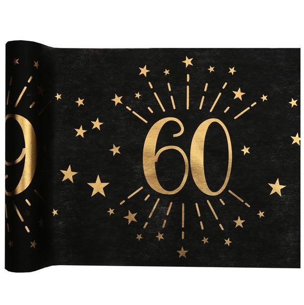 Camino de Mesa 60 Cumpleaños Negro/Dorado (5m)✔️ por sólo 6,21 €. Envío en  24h. Tienda Online. . ✓. Artículos de  decoración para Fiestas.