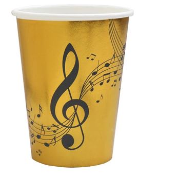 Imagen de Vasos Fiesta Música Negro/Dorado cartón (10 unidades)
