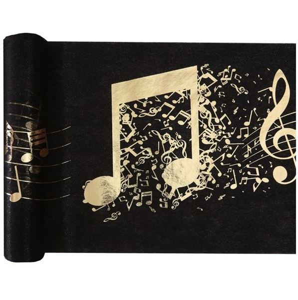 Picture of Camino de Mesa Fiesta Música Negro/Dorado (5m)