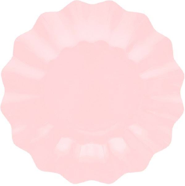 Imagen de Platos Rosa Pastel Ondas cartón 27cm (8 uds.)