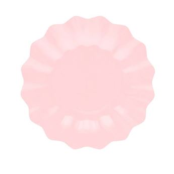 Imagen de Platos Rosa Pastel Ondas cartón 21cm (8 uds.)